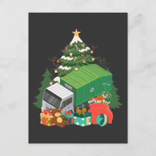Garbage Truck Christmas Tree Xmas Trucker Postcard