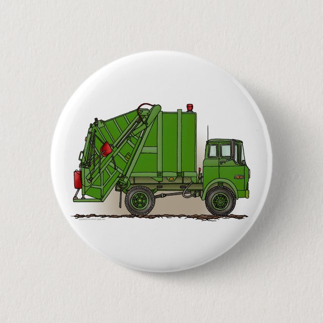 Garbage Truck Green Button Pin (Front)