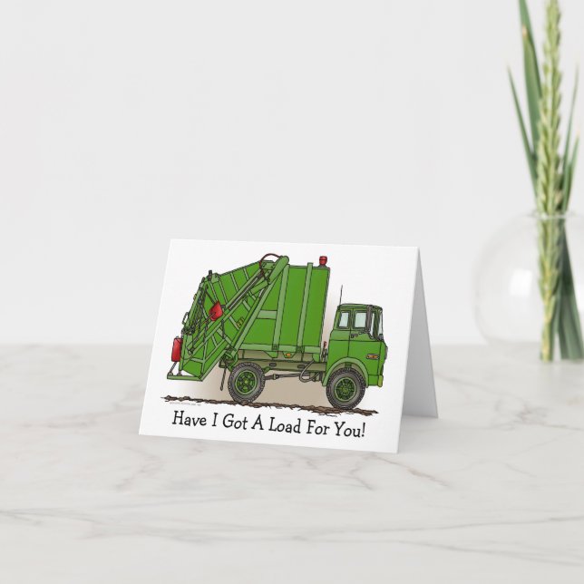 Garbage Truck Green Note Card (Front)