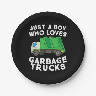 Garbage Truck Just A Boy Who Loves Garbage Trucks Paper Plate