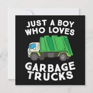 Garbage Truck Just A Boy Who Loves Garbage Trucks Thank You Card