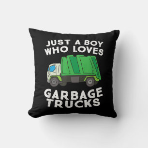 Garbage Truck Just A Boy Who Loves Garbage Trucks Throw Pillow