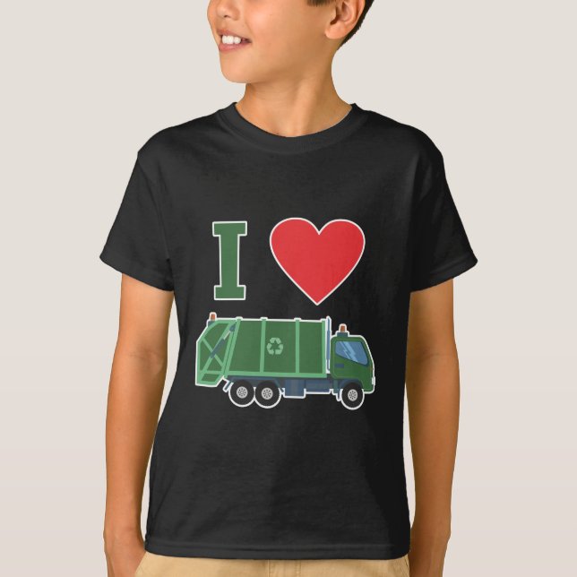 Garbage Truck Love Kids Trash Recycling Driver T-Shirt (Front)
