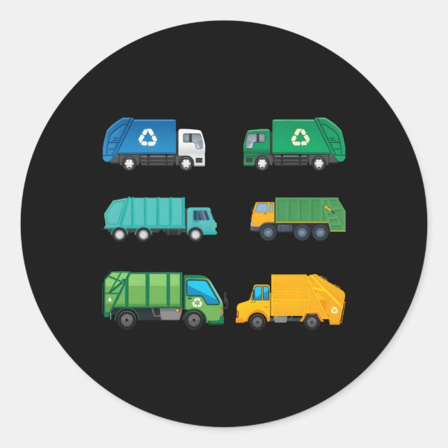 Garbage Truck Trash Bin Recycling Garbage Truck Dr Classic Round Sticker (Front)