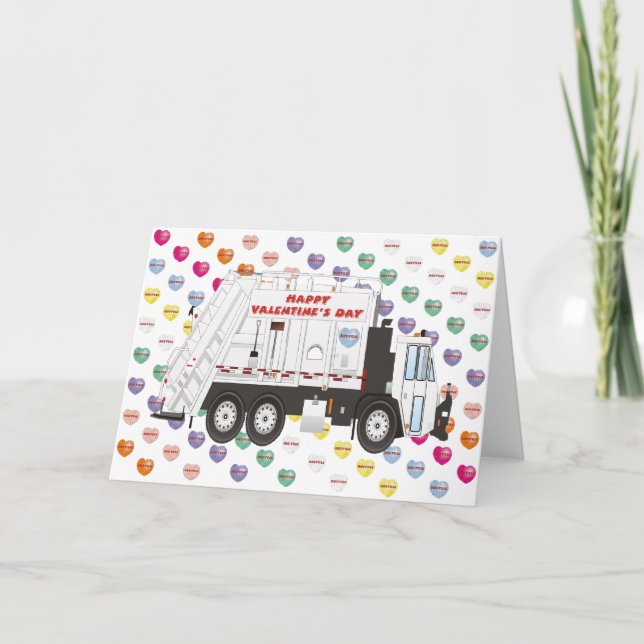 Garbage Truck Valentines Holiday Card (Front)