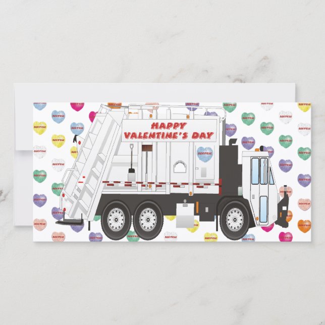 Garbage Truck Valentines Holiday Card (Front)