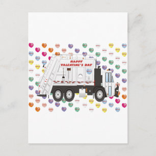Garbage Truck Valentines Holiday Postcard