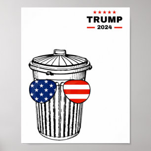 Garbyge For Trump 2024 Garge Truck Trash Can Vote  Poster