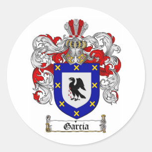 GARCIA FAMILY CREST -  GARCIA COAT OF ARMS CLASSIC ROUND STICKER