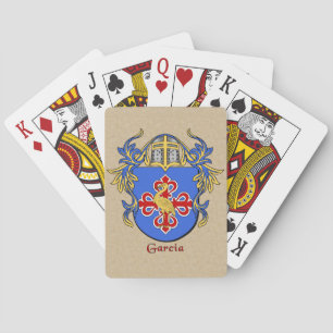Garcia Heraldic Shield with Mantling Playing Cards