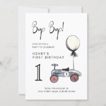 Garçon 1er Anniversaire Course Vintage Invitation