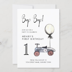 Garçon 1er Anniversaire Course Vintage Invitation