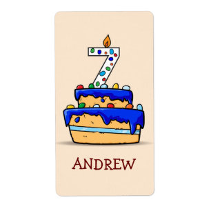 Garçon 7e anniversaire, 7 sur Gâteau bleu doux