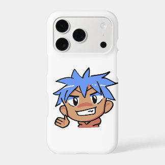 Garçon anime cool Cheveux bleus pouce levé concept