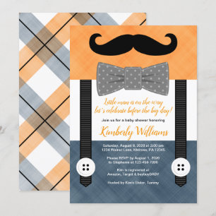 garçon baby shower invitation petit homme orange m