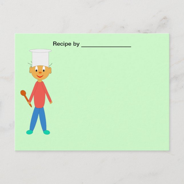 Garçon Cuisiner sur la carte blanche de recette te (Devant)