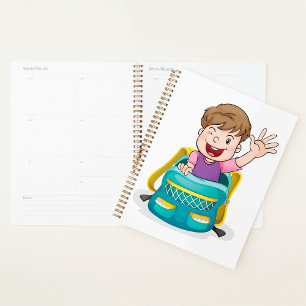 Garçon Dans Un Sac Scolaire Spiral Planner