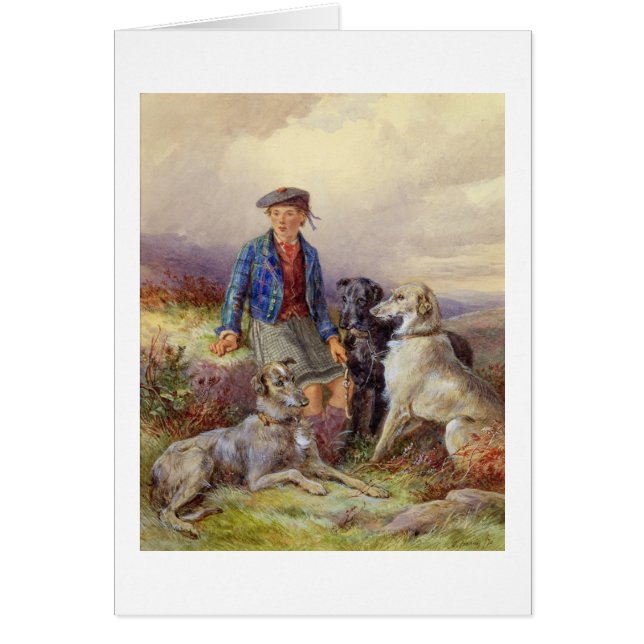 Garçon écossais avec des chiens-loup dans un (Devant)