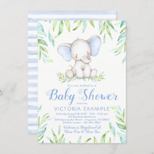 Garçon Elephant Jungle Baby Shower Invitations