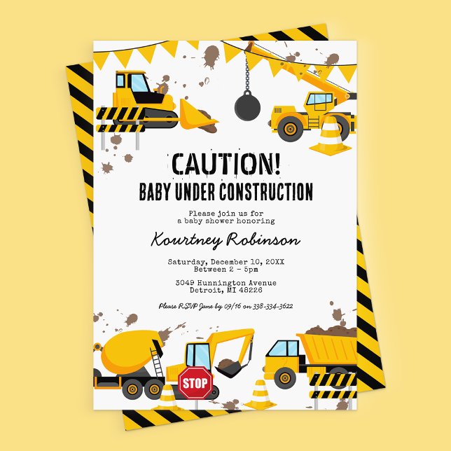 Garçon en construction Baby shower Invitation (Créateur téléchargé)