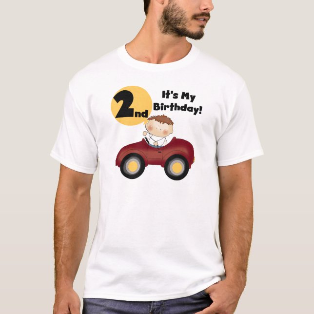 Garçon en voiture rouge 2e Anniversaire Tshirts et (Devant)