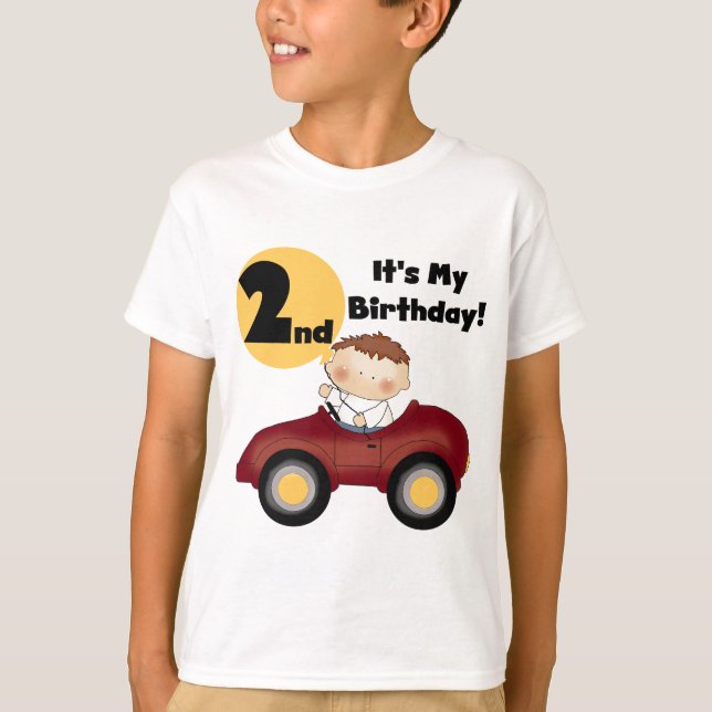 Garçon en voiture rouge 2e Anniversaire Tshirts et (Devant)