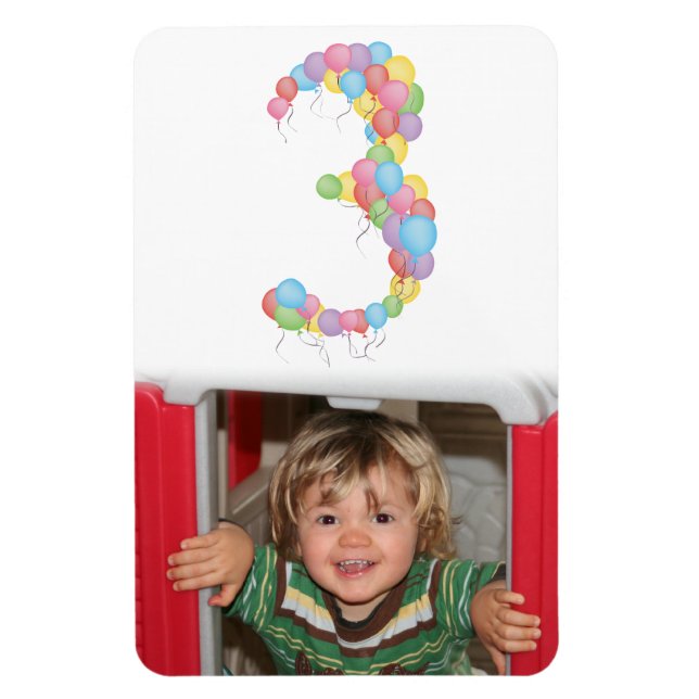Garçon fille 3e anniversaire ballons Magnet photo (Vertical)
