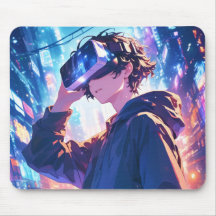 Garçon Futuriste Avec VR - Tapis de Souris Anime