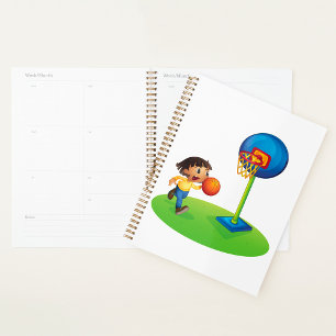 Garçon Jouant Basketball Spiral Planner