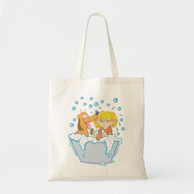 Garçon lavant un sac fourre-tout à chien (Devant)