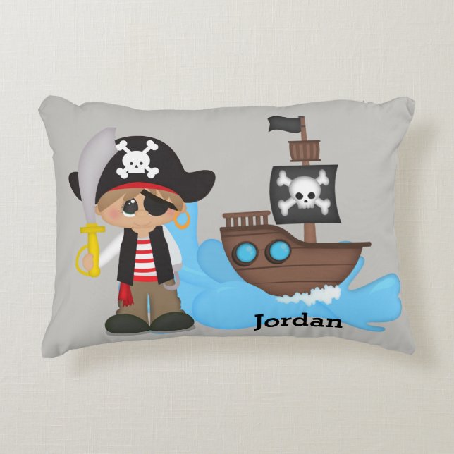 Garçon mignon de pirate du coussin de l'enfant (Devant)