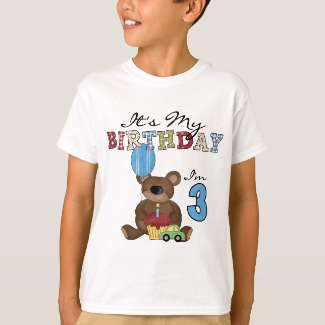 Garçon ours 3e anniversaire Tshirts et cadeaux (Devant)