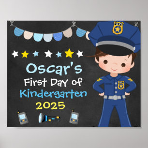 Garçon Policier Premier Jour d'École Tableau Noir