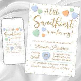 Garçon Valentine Coeur Baby Douche Invitations