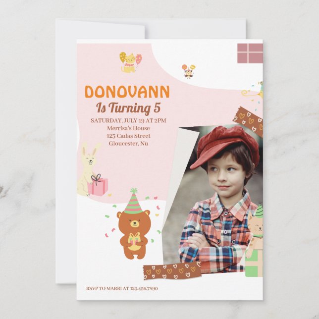 Garçons 5e fête d'anniversaire, Cartes de couleurs (Devant)