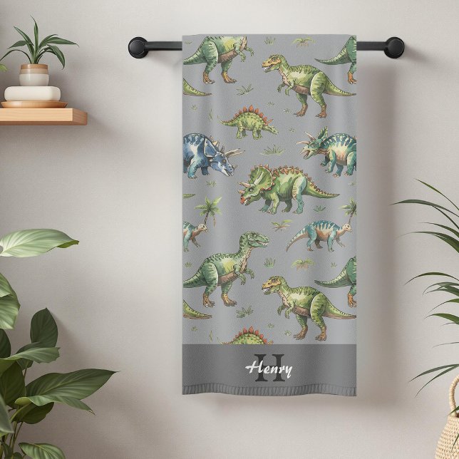 Garçons Aquarelle mignonne Dinosaure & Nom Enfants (Créateur téléchargé)