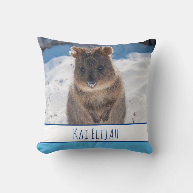 Garçons Bleus Coussin Quokka Personnalisé Plage (Recto)