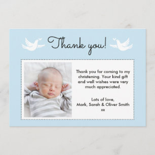 Garçons Christening/Baptême Carte de remerciements