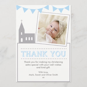 Garçons Christening/Baptême Carte de remerciements