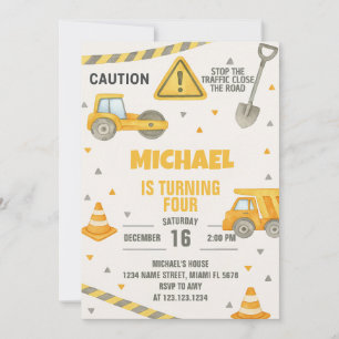 Garçons en construction Invitation d'anniversaire