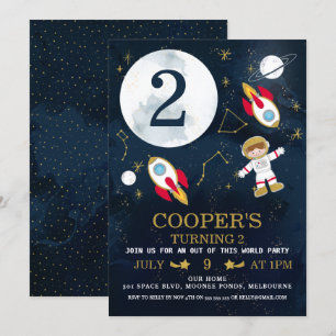Garçons Espace Thème Anniversaire Invitation