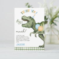 Garçons Green Roar Dinosaur Carte de remerciements
