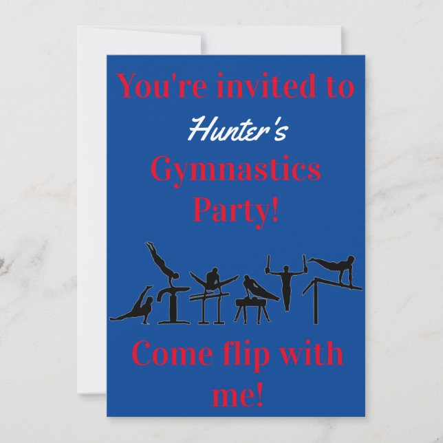 Garçons Gymnastique Invitations de fête d'annivers (Devant)