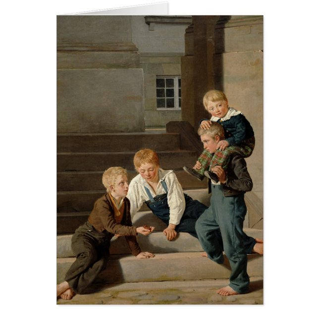 Garçons jouant des matrices devant Christiansborg (Devant)