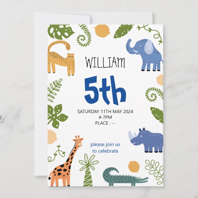 Garçons mignon animal Anniversaire de enfant carte (Devant)