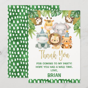 Garçons mignonne Wild One Safari Carte de remercie