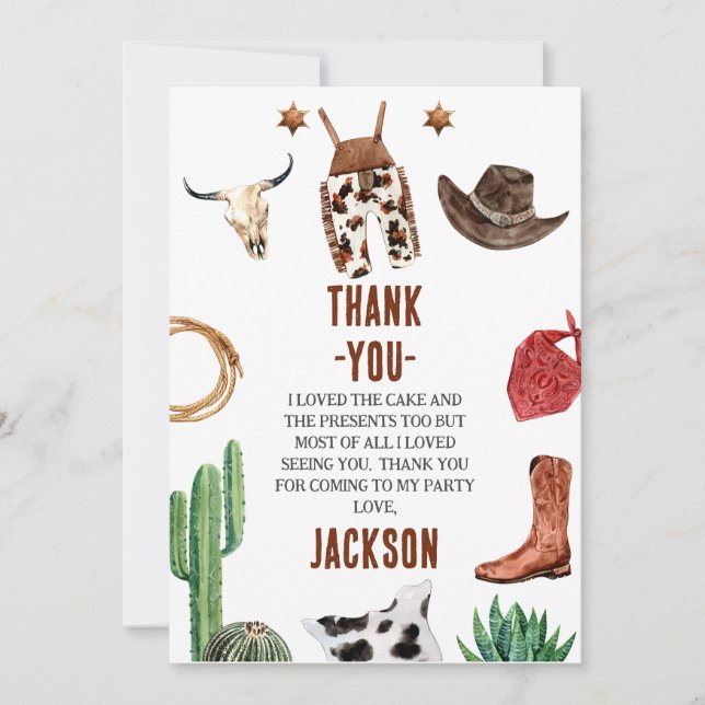 Garçons Mon premier rodéo Cowboy Carte de remercie (Devant)