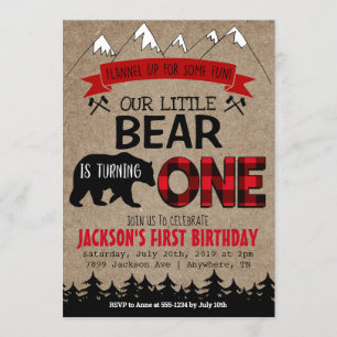 Garçons Petite Ours Invitation Anniversaire