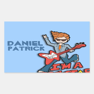 Garçons rockstar nom bleu id étiquette autocollant