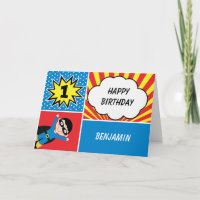 Garçons Superhero 1ère carte d'anniversaire